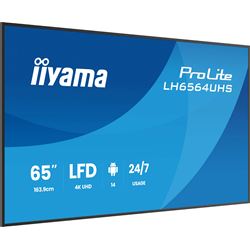 iiyama ProLite LH6564UHS-B1AG 65" Digital Signage, IPS, 4K, 24/7, USB-C, HDMI, Landscape/Portrait, iiSignage², Android 14 OS and FailOver thumbnail 2