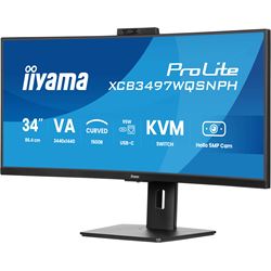 iiyama ProLite curved monitor XCB3497WQSNPH-B1 34" VA curved ultra-wide screen with KVM Switch, LAN and USB-C Dock, built-in Windows Hello camera and mic HDMI and Height Adjustment thumbnail 4