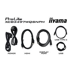 iiyama ProLite curved monitor XCB3497WQSNPH-B1 34" VA curved ultra-wide screen with KVM Switch, LAN and USB-C Dock, built-in Windows Hello camera and mic HDMI and Height Adjustment thumbnail 16