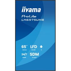 iiyama ProLite monitor LH6575UHS-B2AG 65", Digital Signage Android OS, IPS, HDMI, DisplayPort, 4K, 24/7, Landscape/Portrait, Media Player, Intel® SDM slot, Wifi, Anti-Glare thumbnail 1