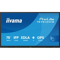 iiyama ProLite TE7512MIS-B4AG 75’’ Google EDLA Certified Interactive 4K UHD Touchscreen,  iiWare and Android 13E, Wifi, Eshare app thumbnail 0