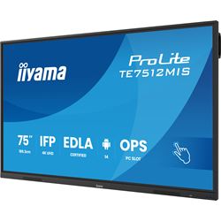 iiyama ProLite TE7512MIS-B4AG 75’’ Google EDLA Certified Interactive 4K UHD Touchscreen,  iiWare and Android 13E, Wifi, Eshare app thumbnail 2