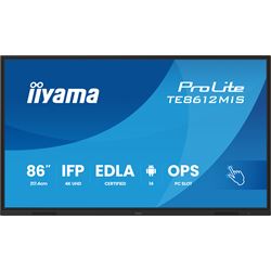 iiyama ProLite TE8612MIS-B4AG 86", 4k UHD, Infrared 40pt touch, PC slot, 24/7, IPS, Anti-glare coating, WiFi, HDMI, USB-C, Android 14 OS thumbnail 0
