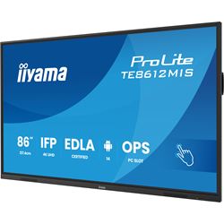 iiyama ProLite TE8612MIS-B4AG 86", 4k UHD, Infrared 40pt touch, PC slot, 24/7, IPS, Anti-glare coating, WiFi, HDMI, USB-C, Android 14 OS thumbnail 2