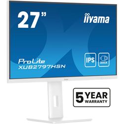 iiyama ProLite Monitor XUB2797HSN-W2 27", White, 1ms, Height Adjustable, IPS Panel, USB-C connection, Daisy chain, RJ45 (LAN) thumbnail 2