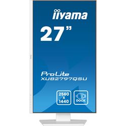 iiyama ProLite monitor XUB2797QSU-W2 27" White, IPS, WQHD, 100hz refresh rate, Ultra Slim Bezel, HDMI, Display Port, Height Adjustable.  thumbnail 1