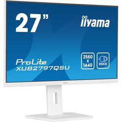 iiyama ProLite monitor XUB2797QSU-W2 27" White, IPS, WQHD, 100hz refresh rate, Ultra Slim Bezel, HDMI, Display Port, Height Adjustable.  thumbnail 3