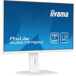 iiyama ProLite monitor XUB2797QSU-W2 27" White, IPS, WQHD, 100hz refresh rate, Ultra Slim Bezel, HDMI, Display Port, Height Adjustable.  thumbnail 4