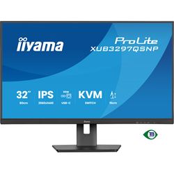 iiyama ProLite monitor XUB3297QSNP-B1 32", QHD IPS, RJ45 (LAN), KVM Switch and USB-C Dock with 95W power delivery, Height Adjustable, Black thumbnail 0