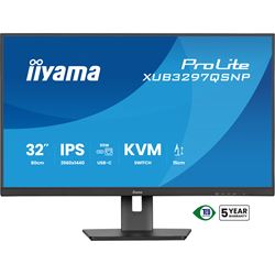 iiyama ProLite monitor XUB3297QSNP-B1 32", QHD IPS, RJ45 (LAN), KVM Switch and USB-C Dock with 95W power delivery, Height Adjustable, Black thumbnail 1