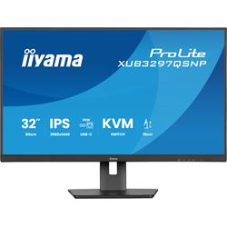 iiyama ProLite monitor XUB3297QSNP-B1 32", QHD IPS, RJ45 (LAN), KVM Switch and USB-C Dock with 95W power delivery, Height Adjustable, Black thumbnail 2