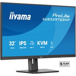 iiyama ProLite monitor XUB3297QSNP-B1 32", QHD IPS, RJ45 (LAN), KVM Switch and USB-C Dock with 95W power delivery, Height Adjustable, Black thumbnail 3