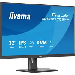 iiyama ProLite monitor XUB3297QSNP-B1 32", QHD IPS, RJ45 (LAN), KVM Switch and USB-C Dock with 95W power delivery, Height Adjustable, Black thumbnail 4
