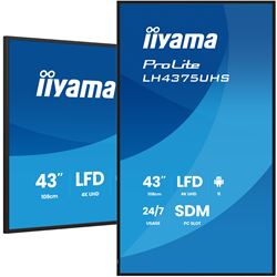 iiyama ProLite monitor LH4375UHS-B2AG 43", Digital Signage, IPS, HDMI, DisplayPort, 4K, 24/7, Landscape/Portrait, Media Player, Intel® SDM-S slot, Wifi, Anti-Glare thumbnail 4