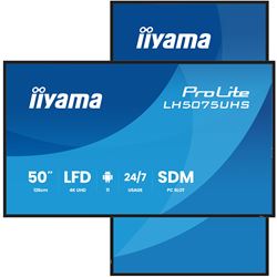 iiyama ProLite monitor LH5075UHS-B2AG 50", Digital Signage, VA, HDMI, DisplayPort, 4K, 24/7, Landscape/Portrait, iiSignage², Intel® SDM slot, Wifi, Anti-Glare thumbnail 4