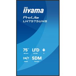 iiyama ProLite monitor LH7575UHS-B2AG 75", Digital Signage, IPS, HDMI, DisplayPort, 4K, 24/7, Landscape/Portrait, Android 11, Intel® SDM slot, Wifi, Anti-Glare thumbnail 1