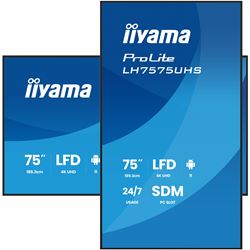 iiyama ProLite monitor LH7575UHS-B2AG 75", Digital Signage, IPS, HDMI, DisplayPort, 4K, 24/7, Landscape/Portrait, Android 11, Intel® SDM slot, Wifi, Anti-Glare thumbnail 3