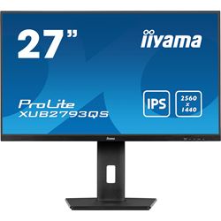 iiyama ProLite XUB2793QS-B7 height adjustable monitor, 3-side borderless, IPS, WQHD res, 100 Hz, HDMI, DisplayPort, Flicker free and Blue light reducer  thumbnail 0