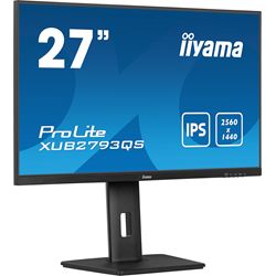 iiyama ProLite XUB2793QS-B7 height adjustable monitor, 3-side borderless, IPS, WQHD res, 100 Hz, HDMI, DisplayPort, Flicker free and Blue light reducer  thumbnail 2