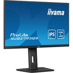 iiyama ProLite XUB2793QS-B7 height adjustable monitor, 3-side borderless, IPS, WQHD res, 100 Hz, HDMI, DisplayPort, Flicker free and Blue light reducer  thumbnail 3