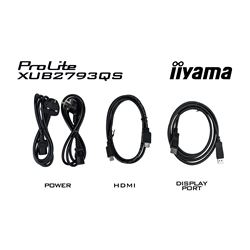 iiyama ProLite XUB2793QS-B7 height adjustable monitor, 3-side borderless, IPS, WQHD res, 100 Hz, HDMI, DisplayPort, Flicker free and Blue light reducer  thumbnail 12
