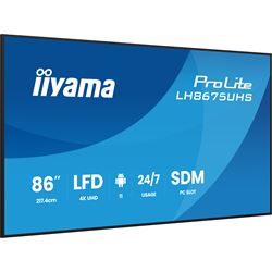 iiyama ProLite LH8675UHS-B2AG 86", 24/7, 4K, IPS, HDMI, landscape/portrait, Wifi, Android OS, signal FailOver, 500cd/m² high brightness, Anti-Glare thumbnail 2