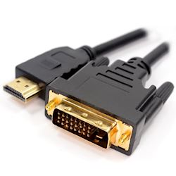 DVI-D 24+1pin Male to HDMI Digital Video Cable Lead GOLD 2m thumbnail 0