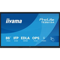 iiyama ProLite TE8615A-B1AG 86’’ Google EDLA Certified 4K Touchscreen, iiWare 21E with Android 14-EDLA, PIP, WiFi-6 with Bluetooth 5, 20W Subwoofer, with wall mount. thumbnail 0