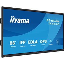 iiyama ProLite TE8615A-B1AG 86’’ Google EDLA Certified 4K Touchscreen, iiWare 21E with Android 14-EDLA, PIP, WiFi-6 with Bluetooth 5, 20W Subwoofer, with wall mount. thumbnail 1
