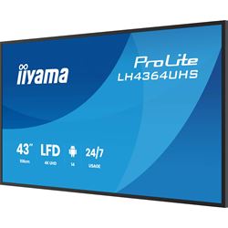 BOX DAMAGED iiyama ProLite LH4364UHS-B1AG 43" Digital Signage, IPS, 4K, 24/7, USB-C, HDMI, Landscape/Portrait, iiSignage², Android 14 OS and FailOver thumbnail 5