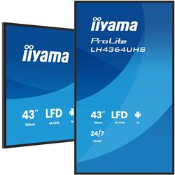 BOX DAMAGED iiyama ProLite LH4364UHS-B1AG 43" Digital Signage, IPS, 4K, 24/7, USB-C, HDMI, Landscape/Portrait, iiSignage², Android 14 OS and FailOver thumbnail 4