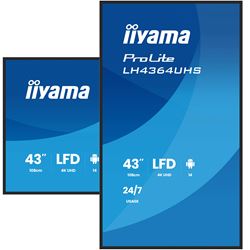 BOX DAMAGED iiyama ProLite LH4364UHS-B1AG 43" Digital Signage, IPS, 4K, 24/7, USB-C, HDMI, Landscape/Portrait, iiSignage², Android 14 OS and FailOver thumbnail 6