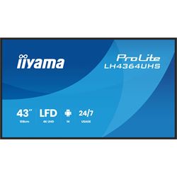 BOX DAMAGED iiyama ProLite LH4364UHS-B1AG 43" Digital Signage, IPS, 4K, 24/7, USB-C, HDMI, Landscape/Portrait, iiSignage², Android 14 OS and FailOver thumbnail 3