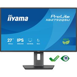 iiyama ProLite monitor XB2792QSU-B1 27" IPS, Height Adjustable, 2560x1440, 4-side slim bezel and B energy class, Black, HDMI, Display Port,