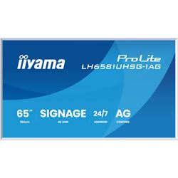 iiyama Prolite monitor LH6581UHSG-1AG 65", removable frame: magnetically attached, VA, 4K, 24/7, Landscape/Portrait, Android OS, Anti-glare thumbnail 0