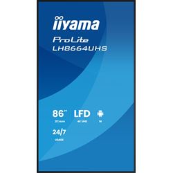 iiyama ProLite LH8664UHS-B3AG 86" Digital Signage, IPS, 4K, 24/7, USB-C, HDMI, Landscape/Portrait, iiSignage², Android 14 OS and FailOver thumbnail 1