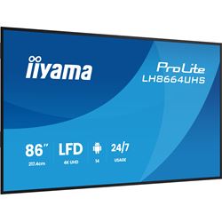 iiyama ProLite LH8664UHS-B3AG 86" Digital Signage, IPS, 4K, 24/7, USB-C, HDMI, Landscape/Portrait, iiSignage², Android 14 OS and FailOver thumbnail 2