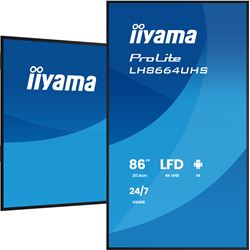 iiyama ProLite LH8664UHS-B3AG 86" Digital Signage, IPS, 4K, 24/7, USB-C, HDMI, Landscape/Portrait, iiSignage², Android 14 OS and FailOver thumbnail 3