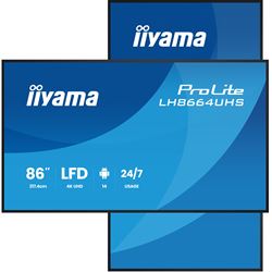 iiyama ProLite LH8664UHS-B3AG 86" Digital Signage, IPS, 4K, 24/7, USB-C, HDMI, Landscape/Portrait, iiSignage², Android 14 OS and FailOver thumbnail 4