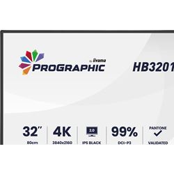 iiyama ProGraphic HB3201UHSNP-B1 monitor 32" IPS, 4K, QHD resolution, Height Adjustable, KVM switch, engineered for designers, photographers, and content creators  thumbnail 5