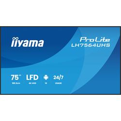 BOX OPENED: iiyama ProLite LH7564UHS-B1AG 75" Digital Signage, IPS, 4K, 24/7, USB-C, HDMI, Landscape/Portrait, iiSignage², Android 14 OS and FailOver thumbnail 0