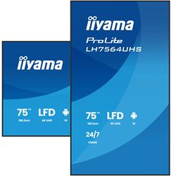 BOX OPENED: iiyama ProLite LH7564UHS-B1AG 75" Digital Signage, IPS, 4K, 24/7, USB-C, HDMI, Landscape/Portrait, iiSignage², Android 14 OS and FailOver thumbnail 3