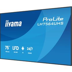 BOX OPENED: iiyama ProLite LH7564UHS-B1AG 75" Digital Signage, IPS, 4K, 24/7, USB-C, HDMI, Landscape/Portrait, iiSignage², Android 14 OS and FailOver thumbnail 5