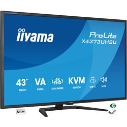iiyama Prolite monitor X4373UHSU-B2 VA LED, USB-C, 4K, Picture-by/in-Picture, USB hub, flicker free, KVM Switch thumbnail 3