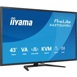 iiyama Prolite monitor X4373UHSU-B2 VA LED, USB-C, 4K, Picture-by/in-Picture, USB hub, flicker free, KVM Switch thumbnail 4