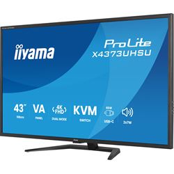 iiyama Prolite monitor X4373UHSU-B2 VA LED, USB-C, 4K, Picture-by/in-Picture, USB hub, flicker free, KVM Switch thumbnail 6