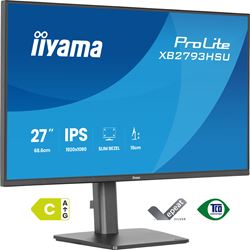 iiyama ProLite monitor XB2793HSU-B1 Height Adjustable, 27" IPS, 120Hz, Black, 4-side slim bezel and C energy class, HDMI, Display Port, USB Hub thumbnail 3