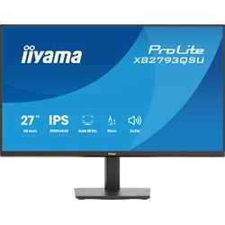 iiyama ProLite monitor XB2793QSU-B1 Height Adjustable ergonoic stand, 27" IPS, 75Hz, Black, 4-side slim bezel and QHD Res 2560×1440, HDMI, Display Port, USB Hub thumbnail 1