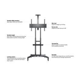 Multibrackets M Public Floorstand Basic for 55" - 86" screens -  max load: 90kg - UL - VESA: 200x200-800x500mm - black thumbnail 5