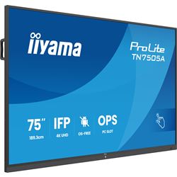 iiyama ProLite TN7505A-B1AG 75’’ 4k, IPS, HDMI/DP/USB-C, OS-Free Professional Touch Display for Maximum Security and Full IT Control, Anti-Glare with wall mount. thumbnail 1